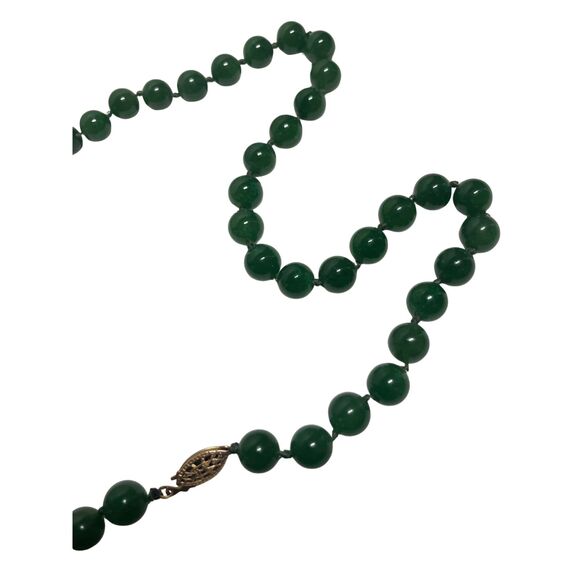 Vintage Green Aventurine Necklace - Natural Stone Beads 70s/90s Era - Picture 3 of 6